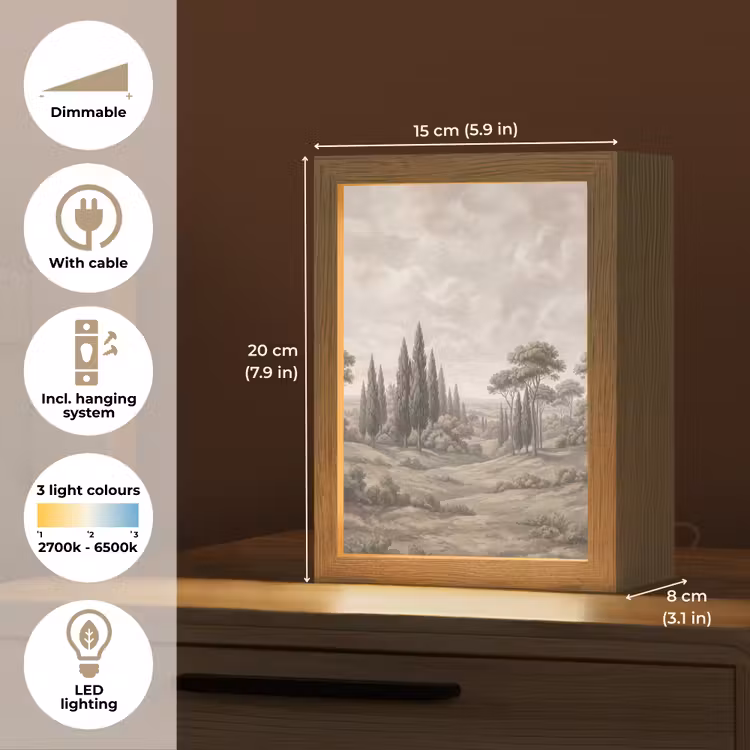 Vallei - Bos - Natuur - Groen Light Box met kabel (Tafellamp) klein -USP_EN