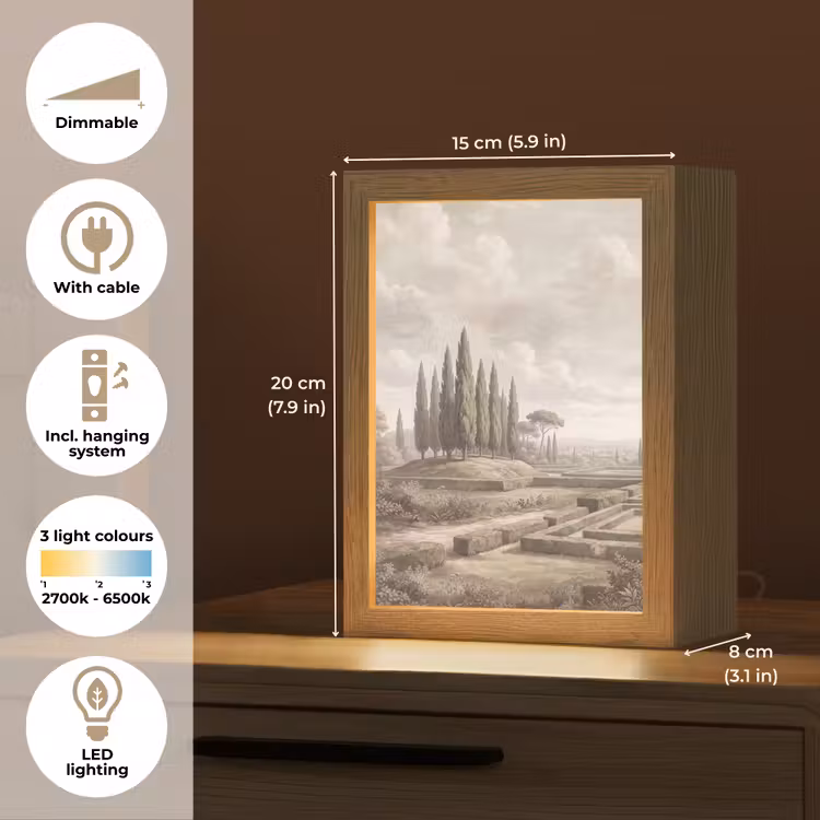 Vallei - Tuin - Natuur - Groen Light Box met kabel (Tafellamp) klein -USP_EN