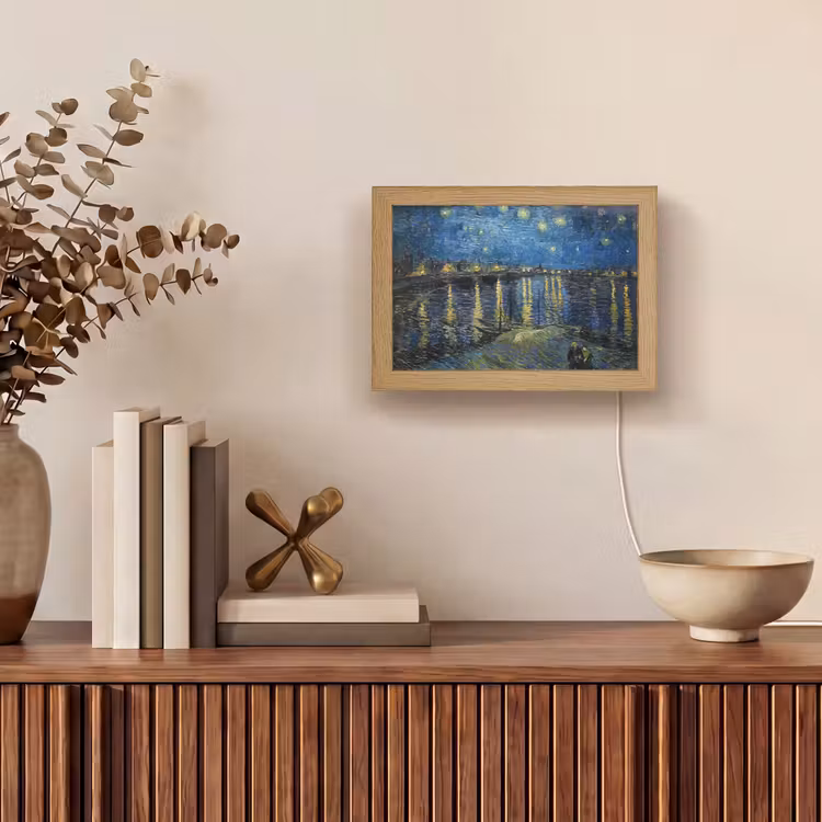 Van Gogh - Brug - Oude meesters Light Box met kabel (Tafellamp) klein -sfeer2