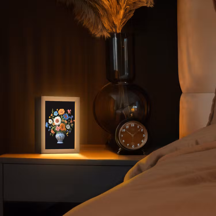Vaas - Boeket - Bloemen - Kleur Light Box met kabel (Tafellamp) klein -sfeer1