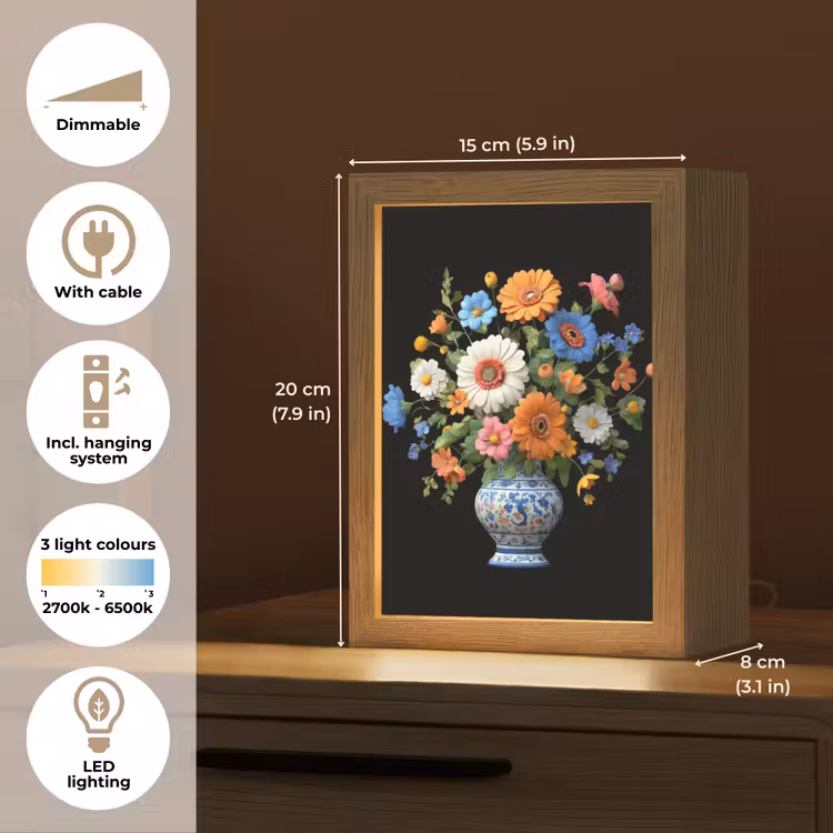 Vaas - Boeket - Bloemen - Kleur Light Box met kabel (Tafellamp) klein -USP_EN
