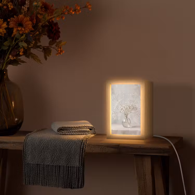 Vaas - Gipskruid - Wit Light Box met kabel (Tafellamp) klein -sfeer4