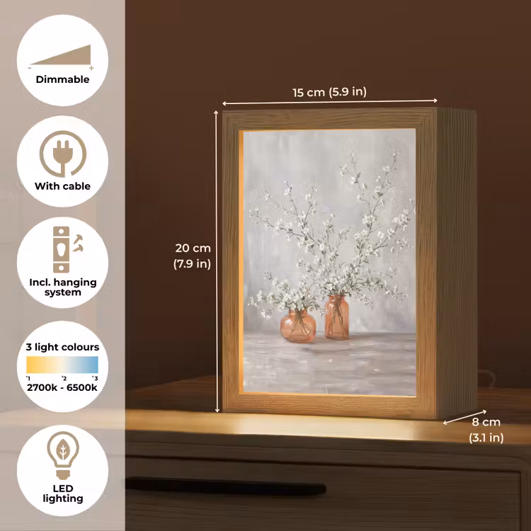 Vazen - Bloemen - Oranje Light Box met kabel (Tafellamp) klein -USP_EN