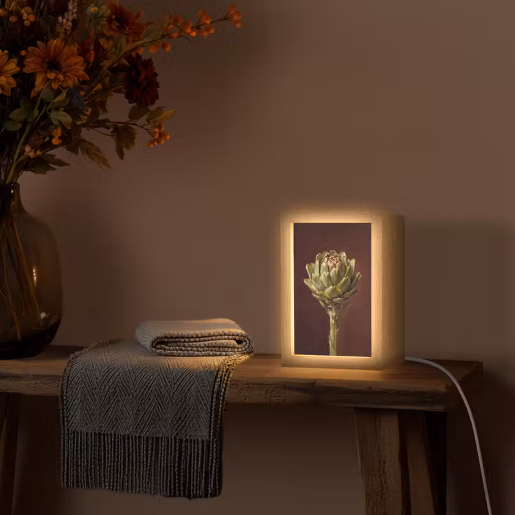 Table Lamp - Vegetable - Artichoke - Green - Groente - Artisjok - Groen Light Box met kabel (Tafellamp) klein