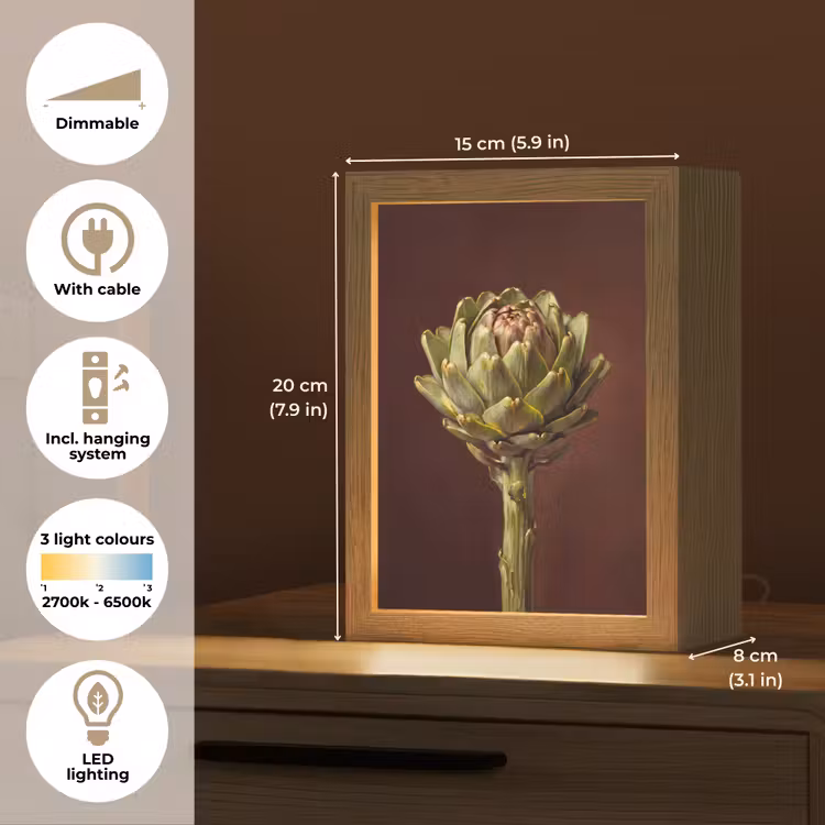 Table Lamp - Vegetable - Artichoke - Green - Groente - Artisjok - Groen Light Box met kabel (Tafellamp) klein