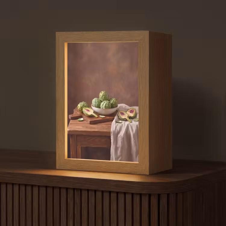 Table Lamp - Vegetables - Artichoke - Kitchen - Groenten - Artisjok - Keuken Light Box met kabel (Tafellamp) klein