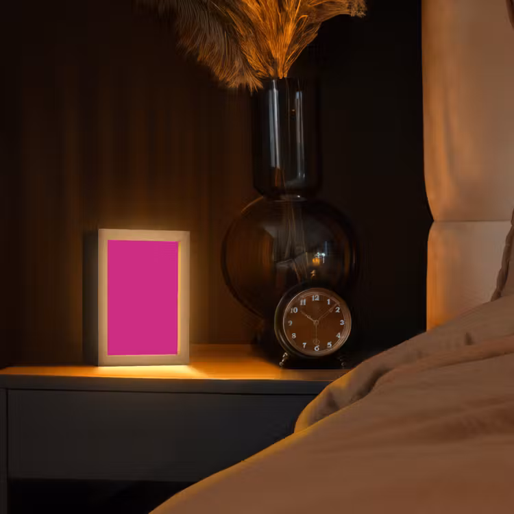 Velvet - Magenta - Roze Light Box met kabel (Tafellamp) klein 925 -sfeer1