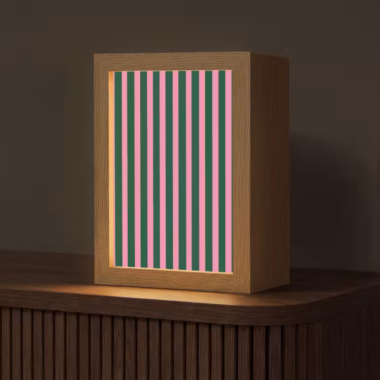Verticale strepen - Groen - Roze Light Box met kabel (Tafellamp) klein 925 -z3d_website