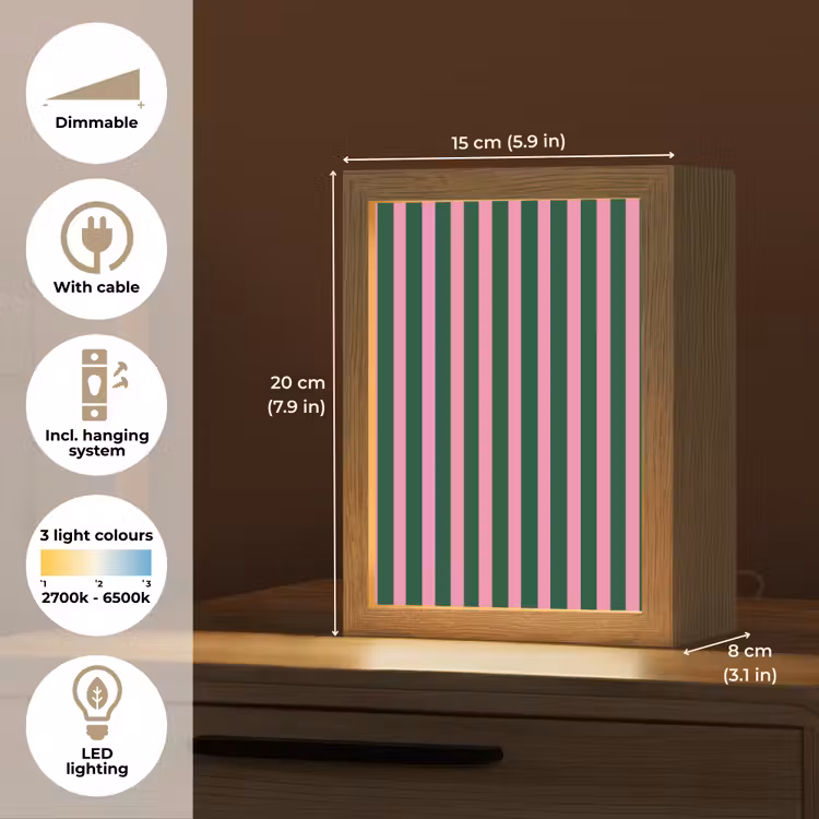 Verticale strepen - Groen - Roze Light Box met kabel (Tafellamp) klein 925 -USP_EN