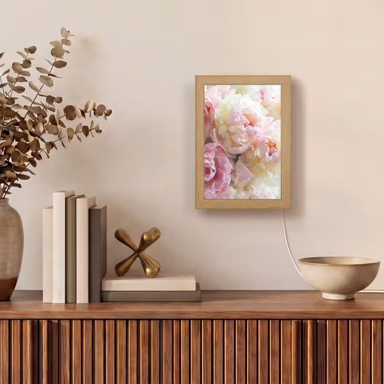 Vintage - Bloemen - Rozen - Natuur Light Box met kabel (Tafellamp) klein -sfeer2