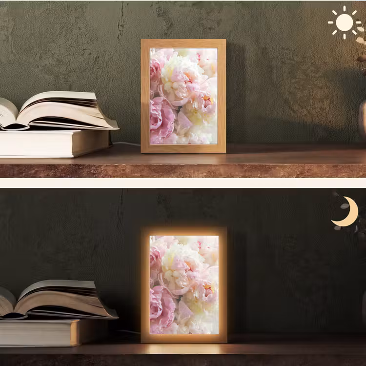 Vintage - Bloemen - Rozen - Natuur Light Box met kabel (Tafellamp) klein -sfeer3