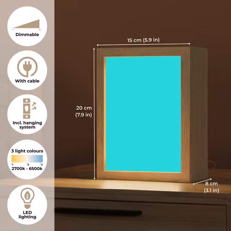 Vivid - Aquamarine - Turkoois Light Box met kabel (Tafellamp) klein 925 -USP_EN