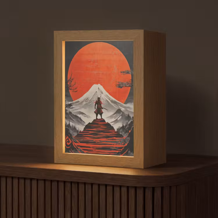 Krijger - Rode trappen - Zon - Berg Light Box met kabel (Tafellamp) klein -z3d_website