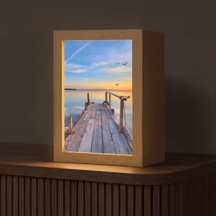 Water - Steiger - Vogels - Zonsondergang - Horizon Light Box met kabel (Tafellamp) klein -z3d_website