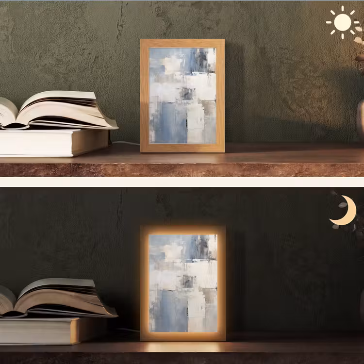 Aquarel - Abstract - Kunst Light Box met kabel (Tafellamp) klein -sfeer3