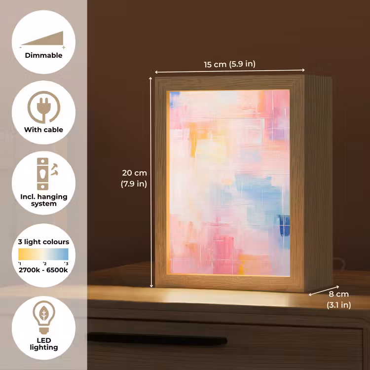 Aquarel - Pastel - Abstract - Kunst Light Box met kabel (Tafellamp) klein -USP_EN