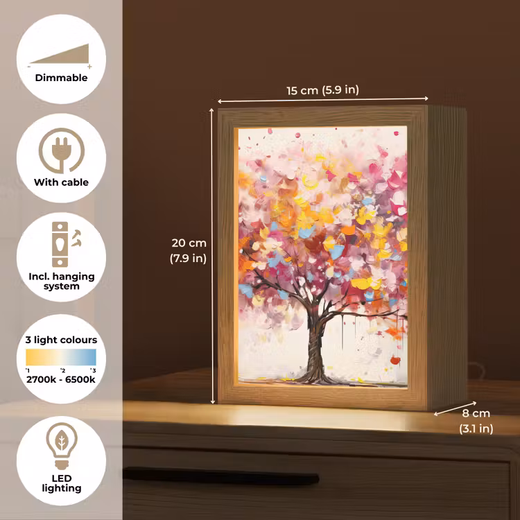 Aquarel - Boom - Kunst - Abstract Light Box met kabel (Tafellamp) klein -USP_EN