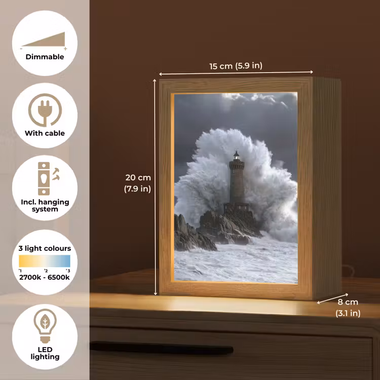 Golf - Vuurtoren - Schuimend water Light Box met kabel (Tafellamp) klein -USP_EN