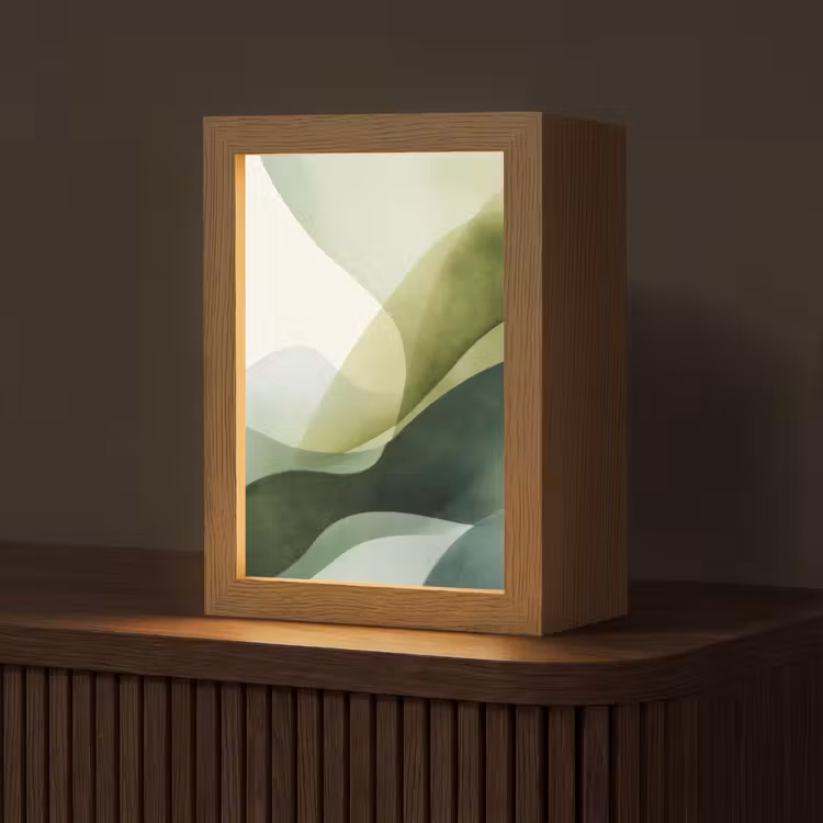 Golven - Abstract - Lichtgroen - Sierlijk Light Box met kabel (Tafellamp) klein -z3d_website