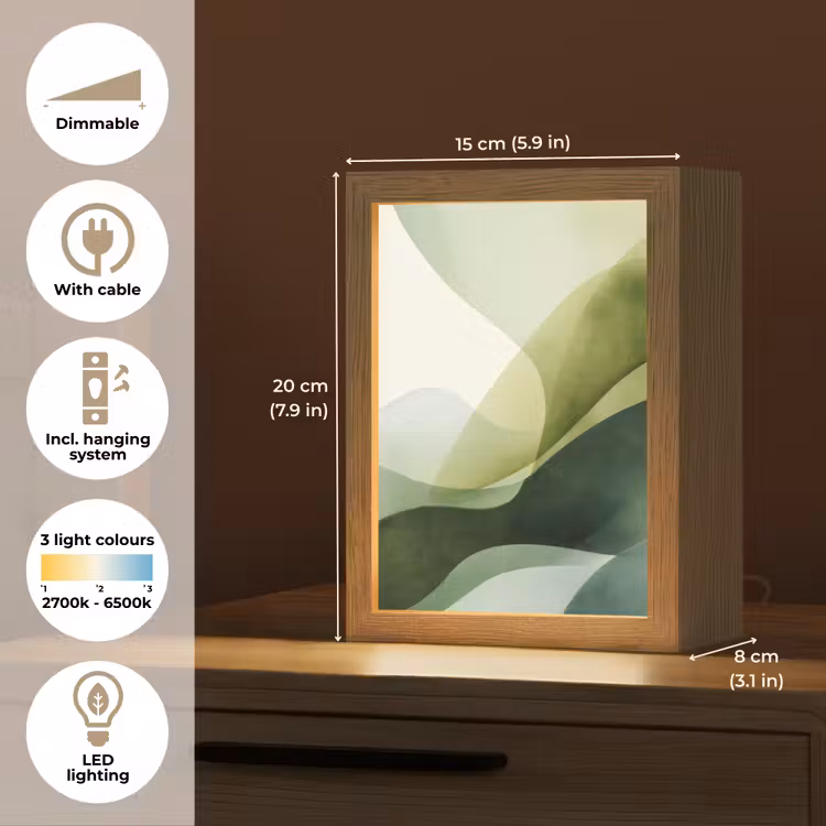 Golven - Abstract - Lichtgroen - Sierlijk Light Box met kabel (Tafellamp) klein -USP_EN