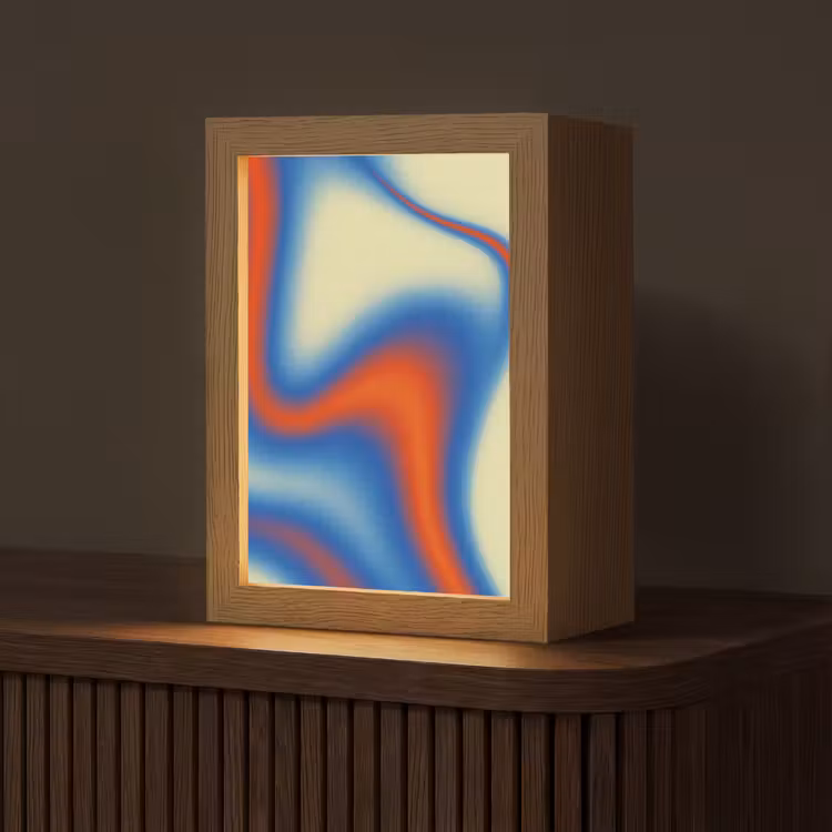 Golven - Kleurrijk - Abstract Light Box met kabel (Tafellamp) klein -z3d_website