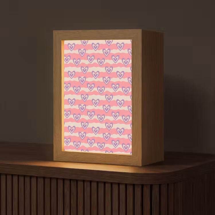 Golven - Patroon - Hartjes - Retro Light Box met kabel (Tafellamp) klein 925 -z3d_website