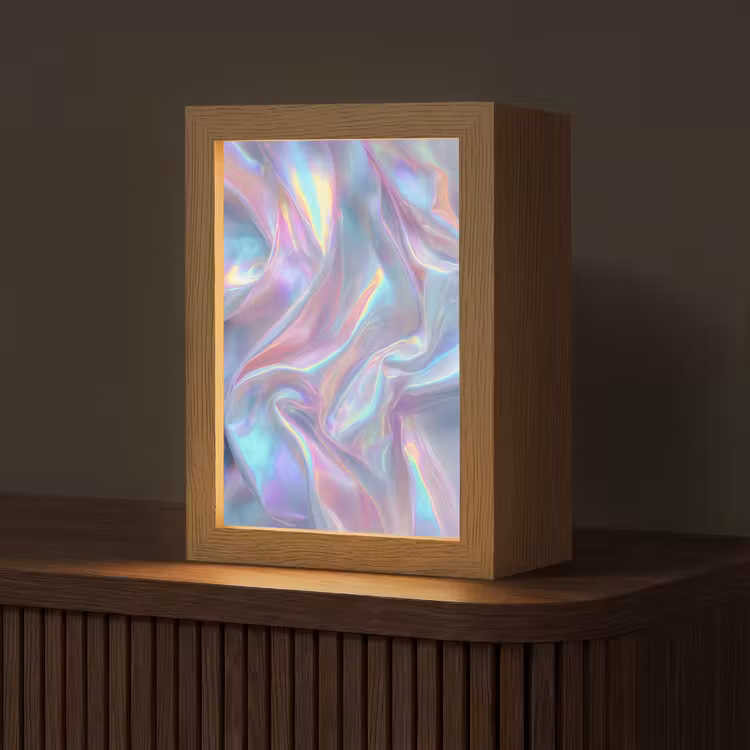 Golvend - Pasteltinten - Glanzend - Stof Light Box met kabel (Tafellamp) klein -z3d_website