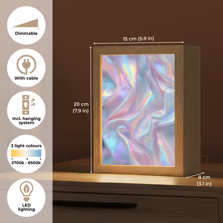 Golvend - Pasteltinten - Glanzend - Stof Light Box met kabel (Tafellamp) klein -USP_EN