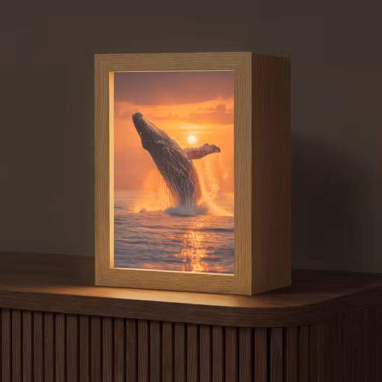 Walvis - Zon - Zee Light Box met kabel (Tafellamp) klein -z3d_website