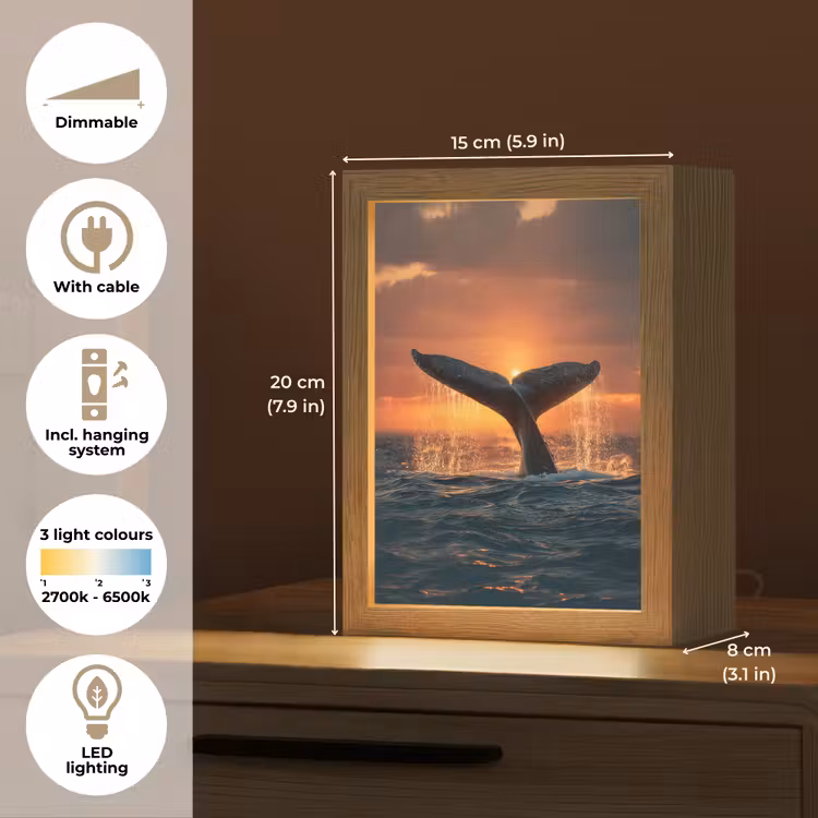 Walvis staart - Water - Zonsondergang Light Box met kabel (Tafellamp) klein -USP_EN