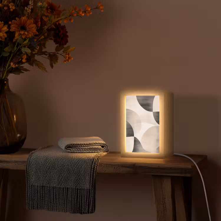 Grillige vormen - Subtiele overgangen - Dynamisch Light Box met kabel (Tafellamp) klein -sfeer4