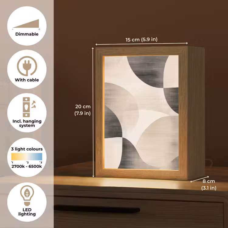 Grillige vormen - Subtiele overgangen - Dynamisch Light Box met kabel (Tafellamp) klein -USP_EN