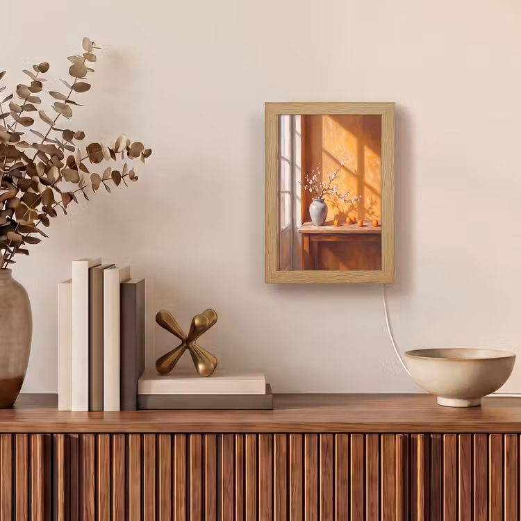Table Lamp - White Flowers - Still Life - Witte bloemen - Stilleven Light Box met kabel (Tafellamp) klein