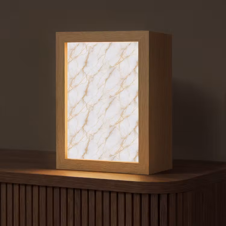 Wit - Goud - Marmer - Aders Light Box met kabel (Tafellamp) klein 925 -z3d_website