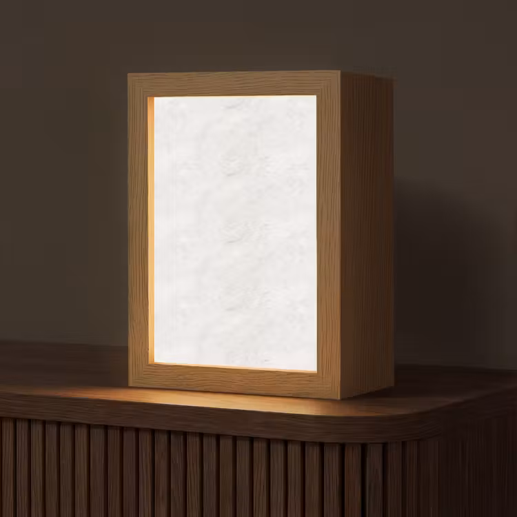 Wit - Marmer - Grijze aders Light Box met kabel (Tafellamp) klein 925 -z3d_website