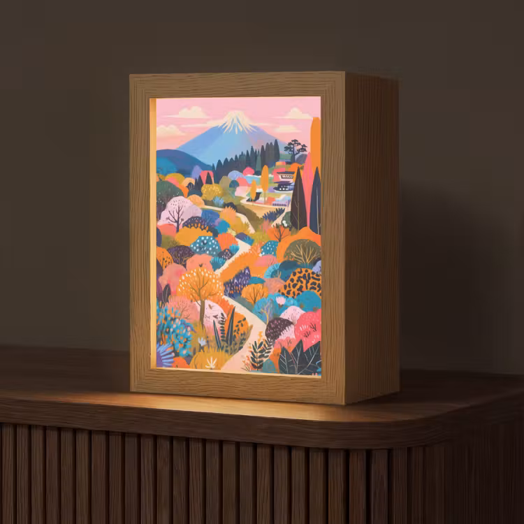 Witte bergtop - Modern - Kleurrijk Light Box met kabel (Tafellamp) klein -z3d_website