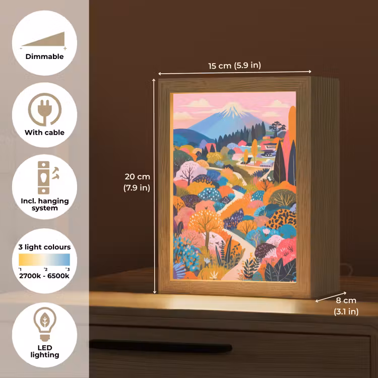 Witte bergtop - Modern - Kleurrijk Light Box met kabel (Tafellamp) klein -USP_EN