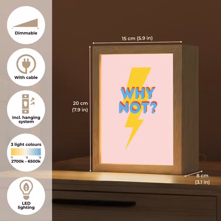 Why not - Bliksem - Roze Light Box met kabel (Tafellamp) klein -USP_EN