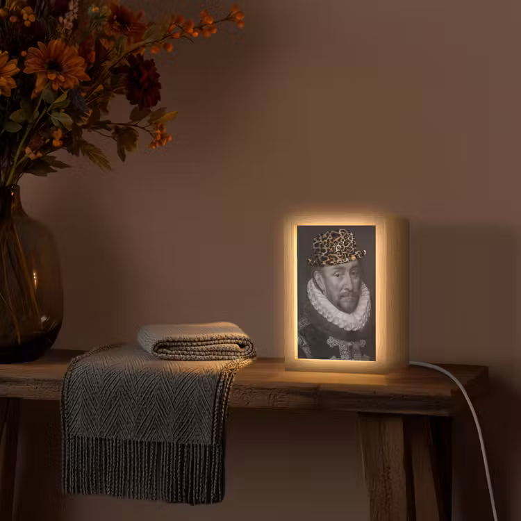 Willem van Oranje - Adriaen Thomasz - Panterprint Light Box met kabel (Tafellamp) klein -sfeer4