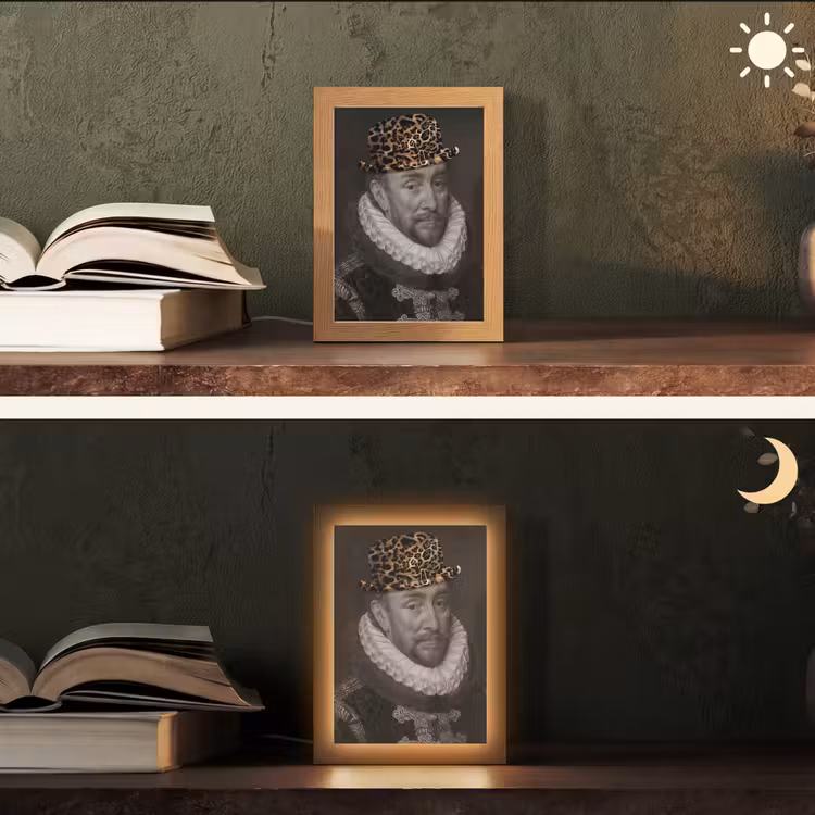 Willem van Oranje - Adriaen Thomasz - Panterprint Light Box met kabel (Tafellamp) klein -sfeer3