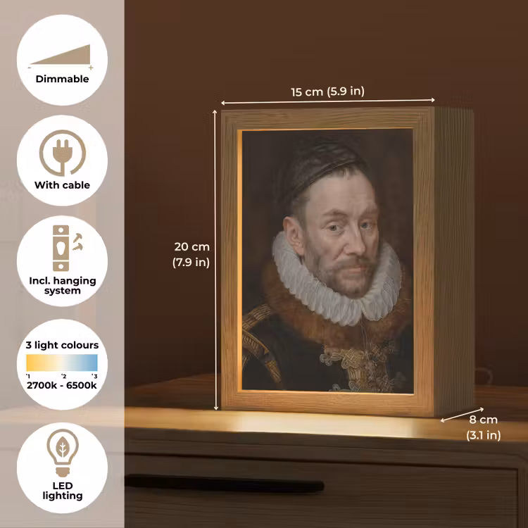Willem van Oranje - Schilderij - Oude meesters - Kunst Light Box met kabel (Tafellamp) klein -USP_EN