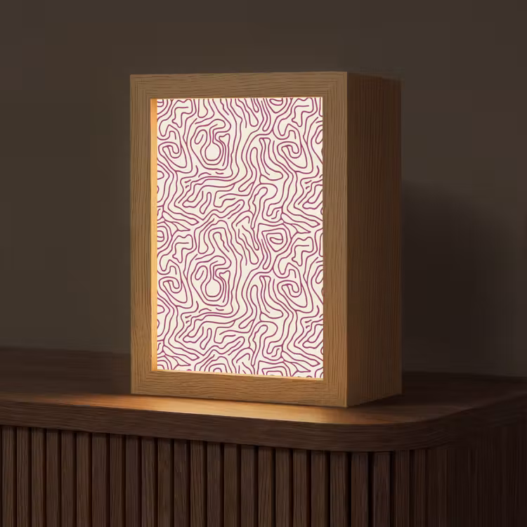 Kronkelende lijn - Magenta - Crème Light Box met kabel (Tafellamp) klein 925 -z3d_website