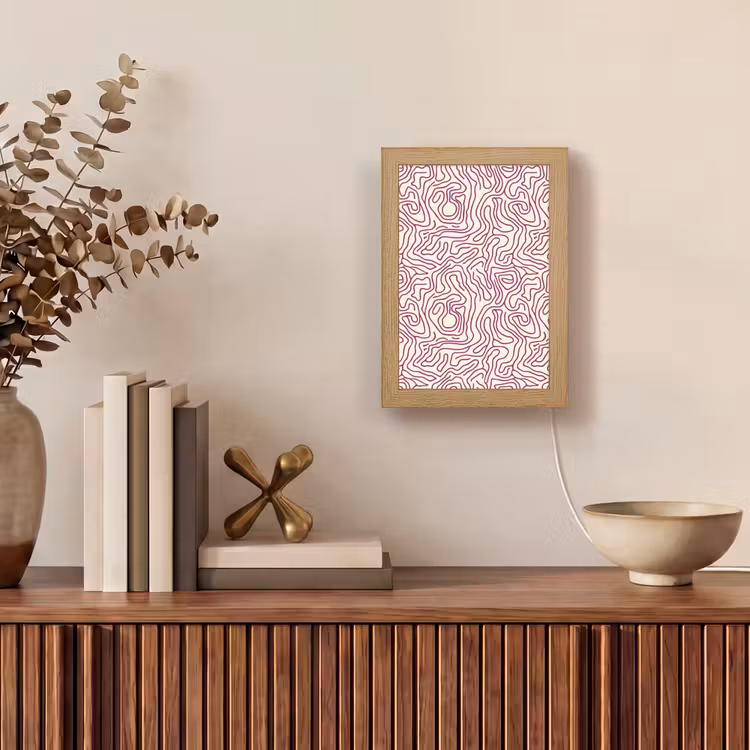 Kronkelende lijn - Magenta - Crème Light Box met kabel (Tafellamp) klein 925 -sfeer2