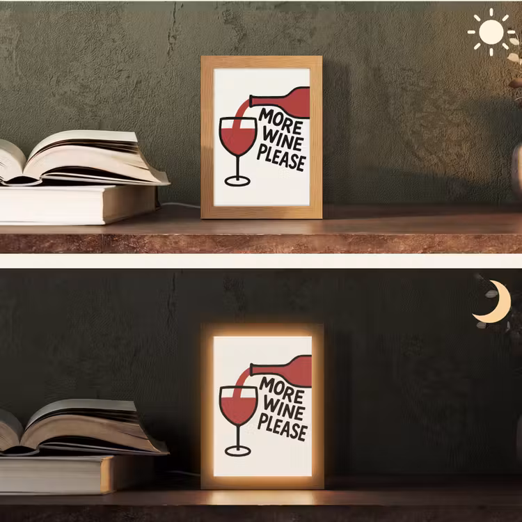 Wijnfles - Quote - Rood - Glas Light Box met kabel (Tafellamp) klein -sfeer3