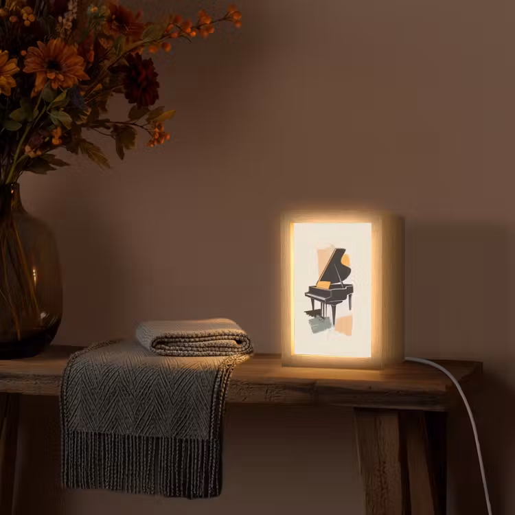 Vleugel - Zwart - Abstract - Illustratie Light Box met kabel (Tafellamp) klein -sfeer4