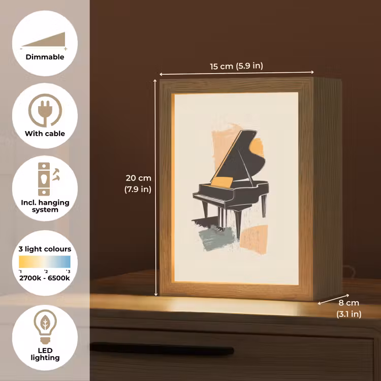 Vleugel - Zwart - Abstract - Illustratie Light Box met kabel (Tafellamp) klein -USP_EN