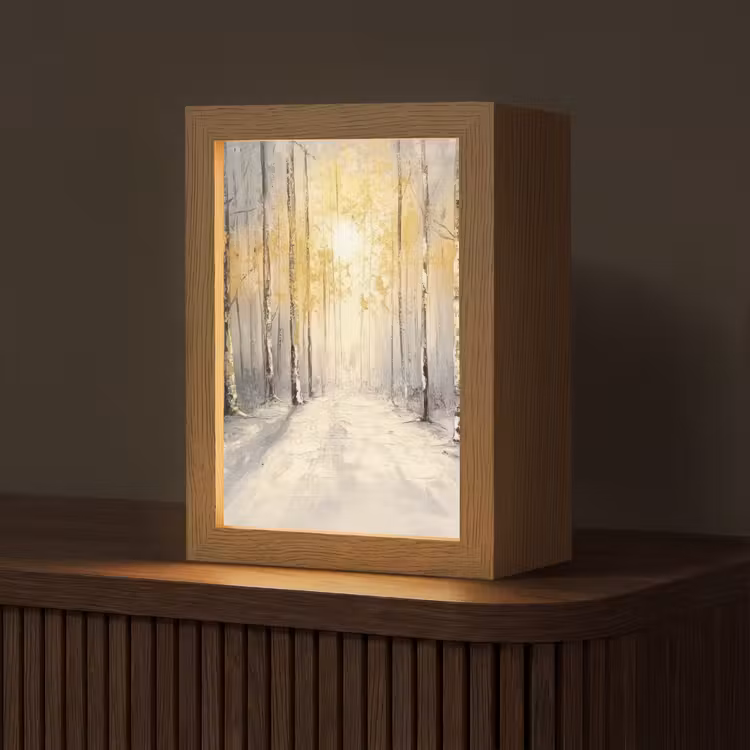 Winter - Abstract - Sneeuw - Natuur - Zon Light Box met kabel (Tafellamp) klein -z3d_website
