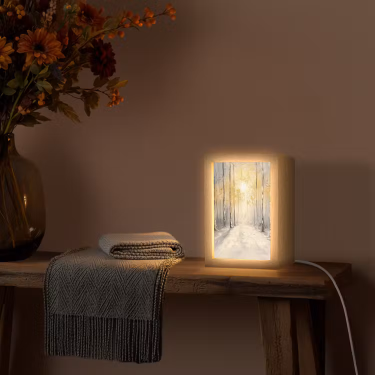 Winter - Abstract - Sneeuw - Natuur - Zon Light Box met kabel (Tafellamp) klein -sfeer4