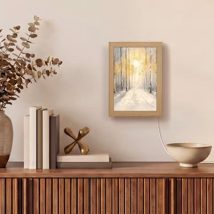 Winter - Abstract - Sneeuw - Natuur - Zon Light Box met kabel (Tafellamp) klein -sfeer2