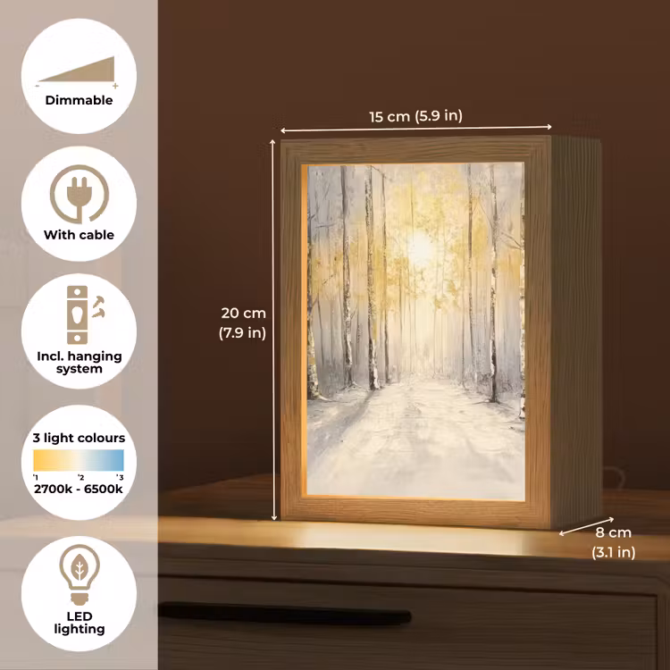 Winter - Abstract - Sneeuw - Natuur - Zon Light Box met kabel (Tafellamp) klein -USP_EN